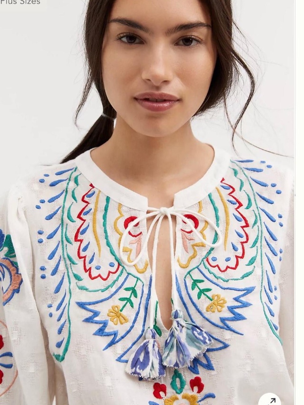 Anthropologie Forever That Girl White Embroidered Boho Peasant Blouse - Picture 4 of 7